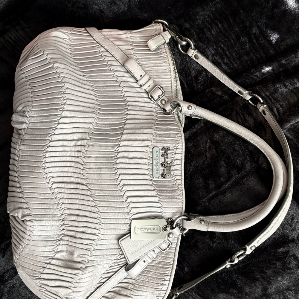 Coach Madison Silver Pleated Shoulder Bag